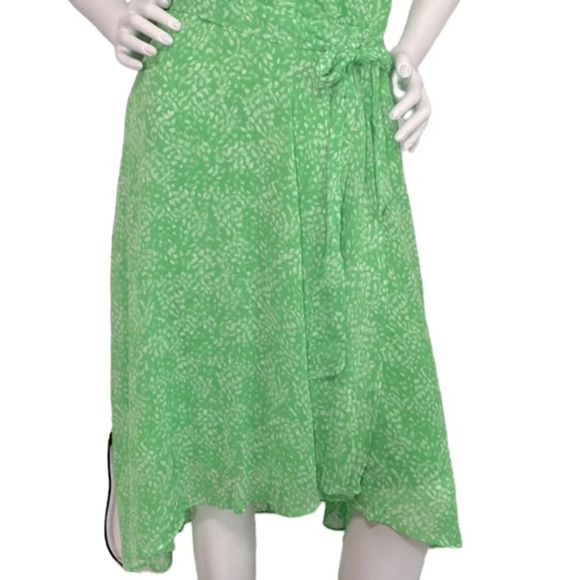 DKNY "NEW" Green Fairy Midi Feminine V-Neck Ethereal Chiffon Wrap Dress Size 14 - Picture 5 of 10